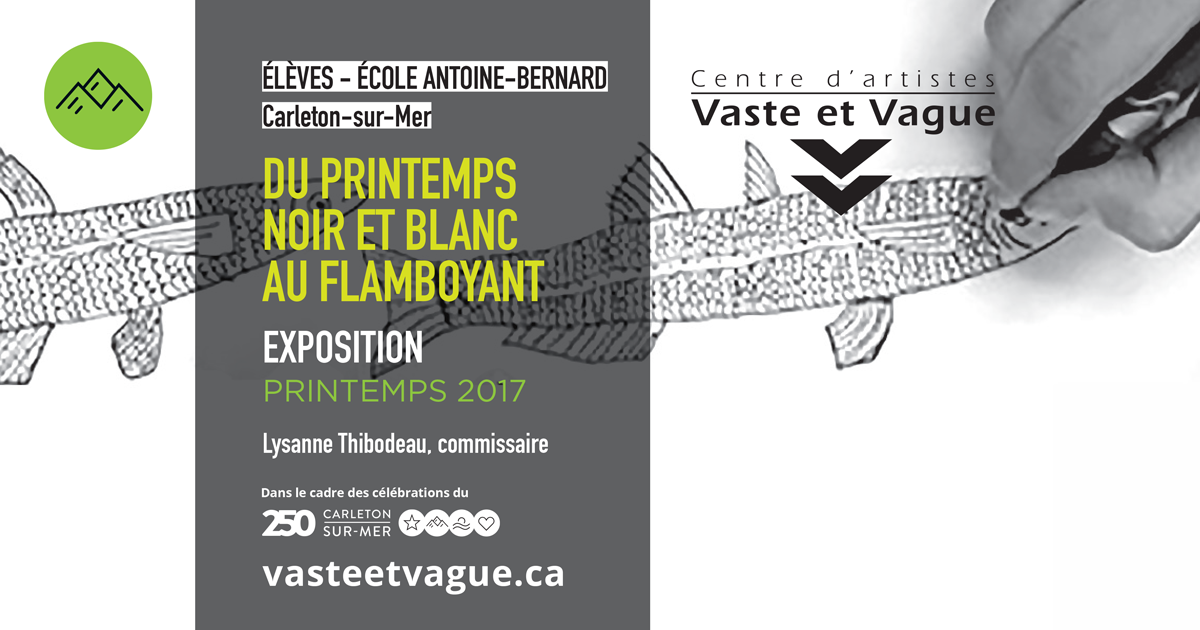 Élèves de l’école Antoine-Bernard, Carleton-sur-Mer DU PRINTEMPS NOIR ET BLANC AU FLAMBOYANT – Installation