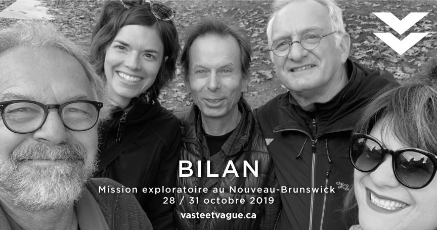 BILAN Mission exploratoire au Nouveau-Brunswick 28 / 31 octobre 2019 | Sur la photo : John Michaud, Nancy Cormier, Yves Gonthier, André Lapointe, Louba-Christina Michel.